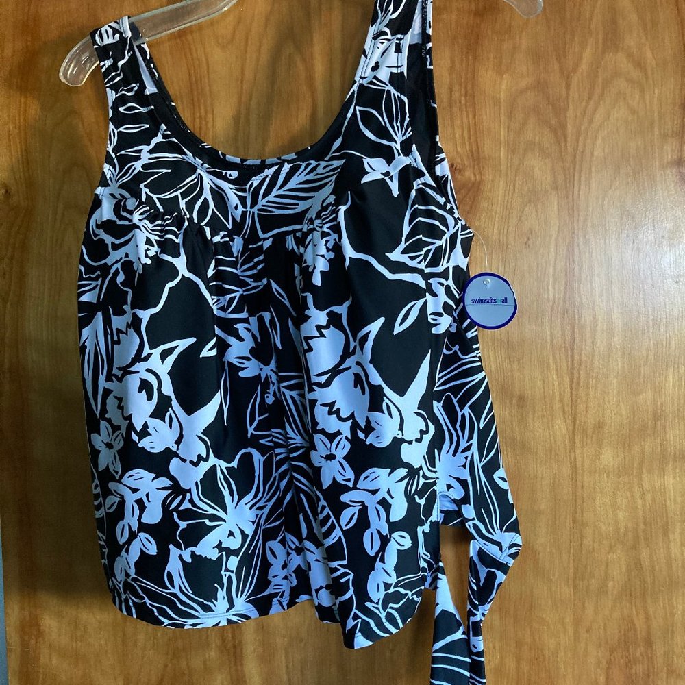 Swimsuit B & W Floral Print, Ladies size 16